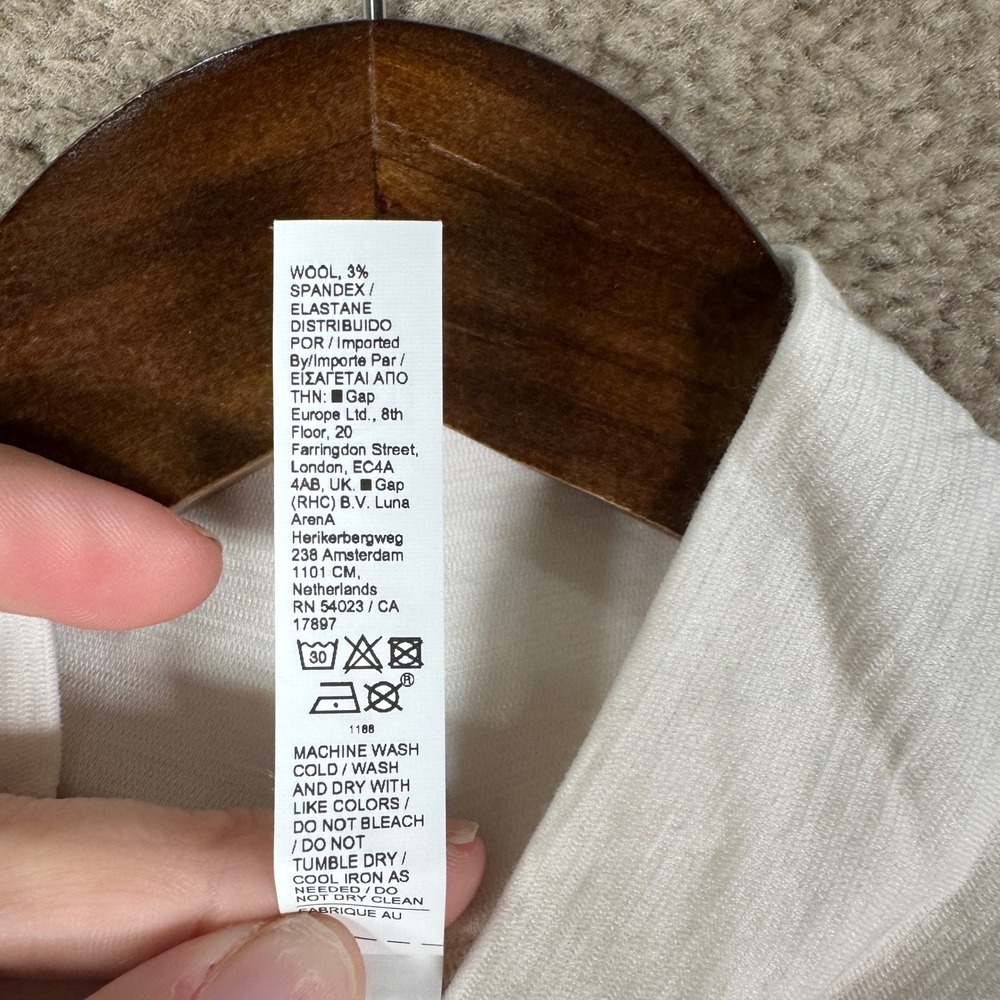 Athleta Ascent Seamless Turtleneck Womens Medium Cream Wool Blend Thumbholes - Picture 7 of 12